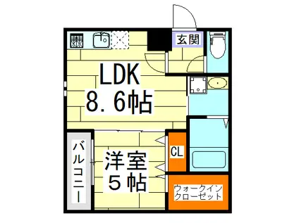 フジパレス服部天神II番館(1LDK/1階)の間取り写真