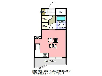 桜川アパートメント(ワンルーム/3階)の間取り写真