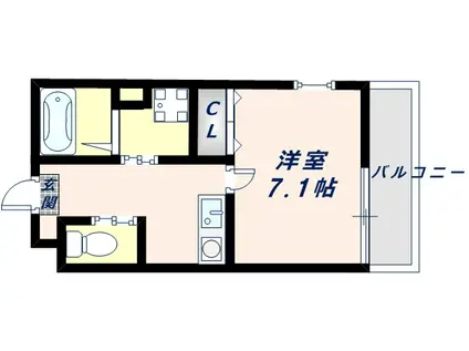 エムステージ矢田IIB(1K/2階)の間取り写真