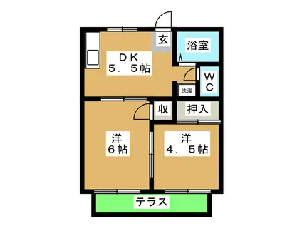 大島ハイツ(2DK/2階)の間取り写真