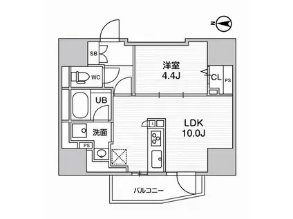 ディームス入谷I(1LDK/4階)の間取り写真