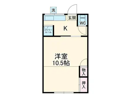 毛長川アパート(1K/2階)の間取り写真