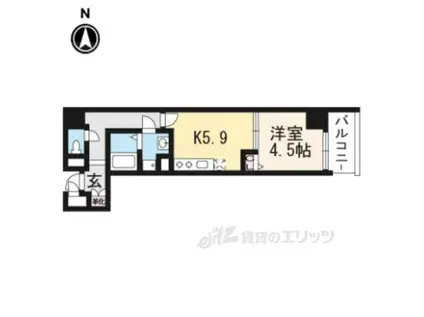 べラジオ京都西大路2(1DK/3階)の間取り写真