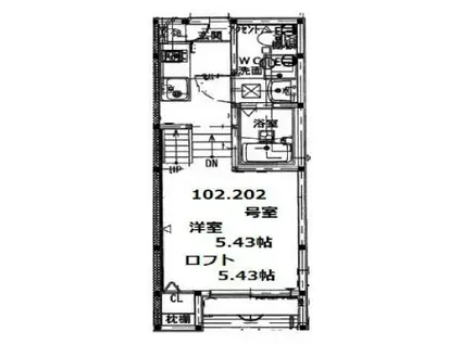 セレーナ仙台ウーノ(1K/2階)の間取り写真