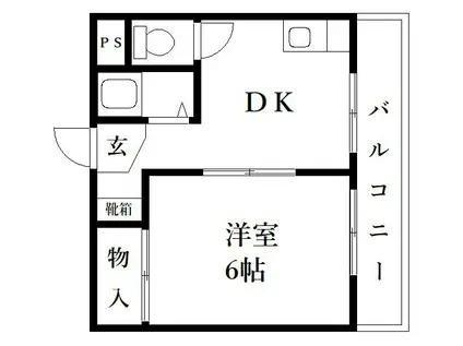 メゾンドめぐみII(1DK/4階)の間取り写真