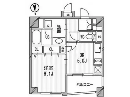 クリオ三田ラ・モード(1DK/4階)の間取り写真