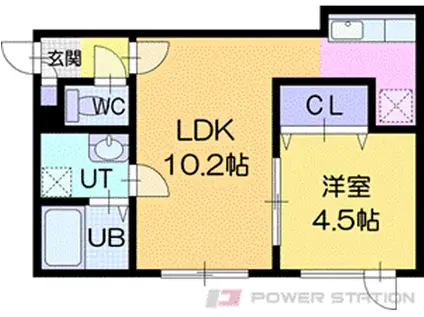 マリオット江別(1LDK/1階)の間取り写真