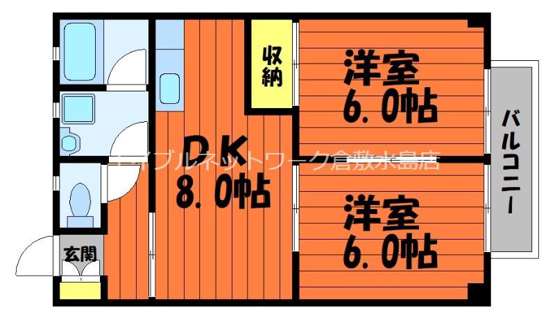 コーポ田中(2DK/1階)の間取り写真