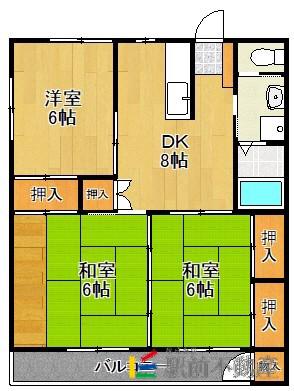 ガーデンハイツ(3DK/1階)の間取り写真