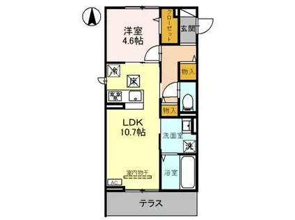 リュミエール(1LDK/1階)の間取り写真