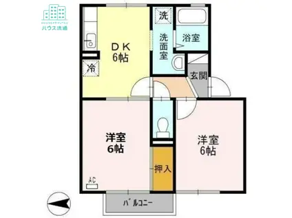 ロイヤルガーデン永田B(2DK/1階)の間取り写真