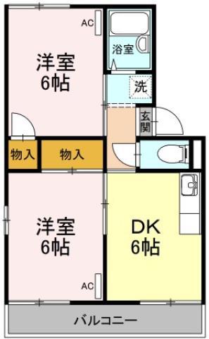 セジュール住吉A(2DK/1階)の間取り写真