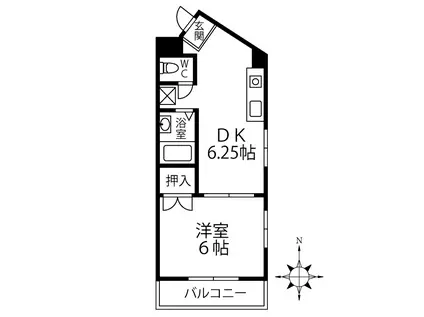 ハイム西村(1DK/4階)の間取り写真