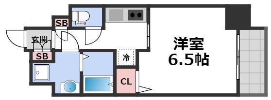 レオンコンフォート上本町(1K/13階)の間取り写真