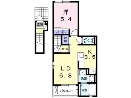クイーン・ヒルズ(1LDK/2階)の間取り写真
