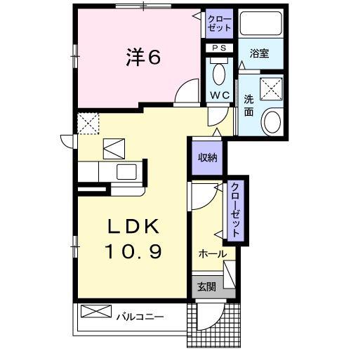 レクレド-ルA(1LDK/1階)の間取り写真