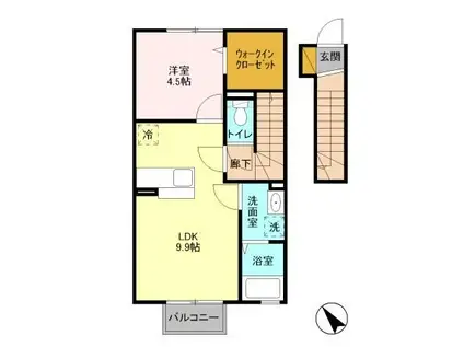 コネクト城南(1LDK/2階)の間取り写真