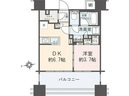 イニシアイオ芝公園(1DK/11階)の間取り写真