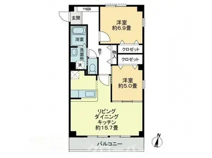 ピュアタウンエンジェル(2LDK/3階)の間取り写真