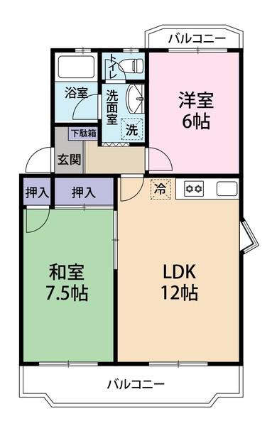 カーサカジマII(2LDK/1階)の間取り写真