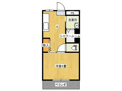 グリーンビレッジII(1K/2階)の間取り写真