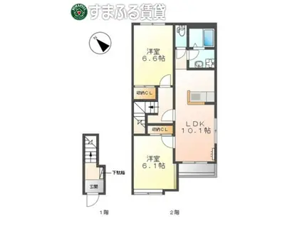メゾン オオイソ(2LDK/2階)の間取り写真
