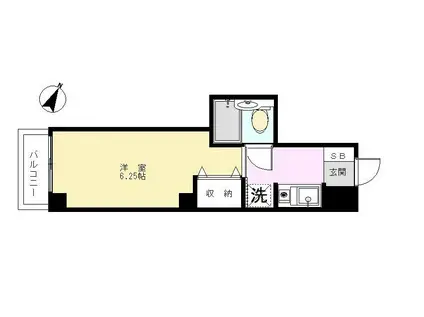 ラポルテルージュ妙蓮寺弐番館303(1K/3階)の間取り写真