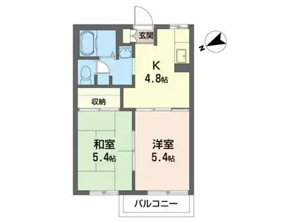 プレステージ川岸G(2K/1階)の間取り写真