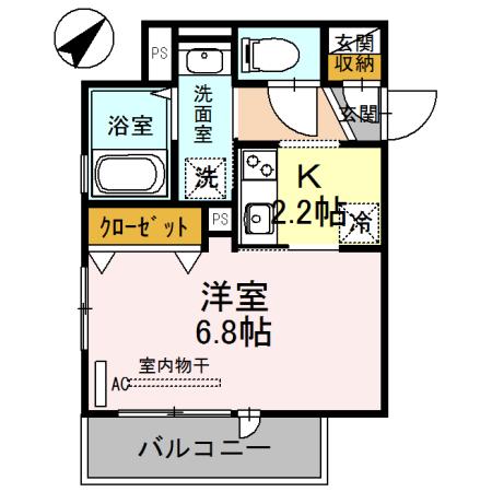 アモーレ松香園(1K/3階)の間取り写真