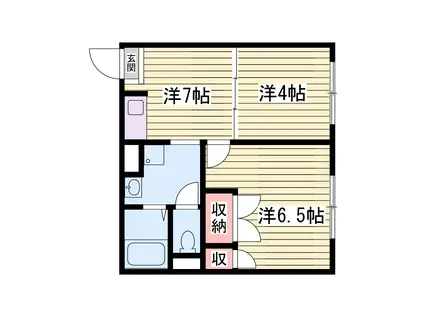 EVAHII(2DK/2階)の間取り写真