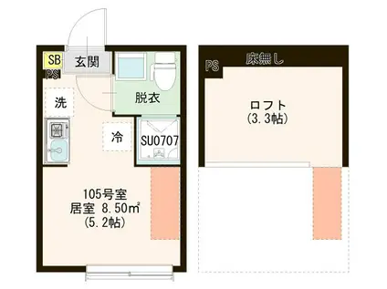 HALEOLI AOTO(ワンルーム/1階)の間取り写真