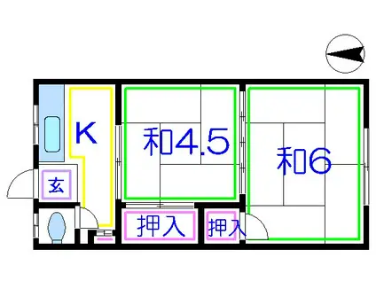 楓荘(2K/2階)の間取り写真