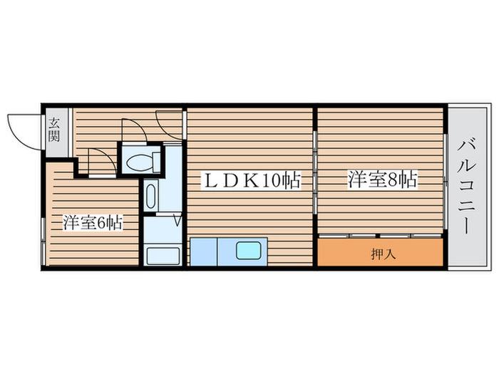浅井ハイツ(2LDK/5階)の間取り写真
