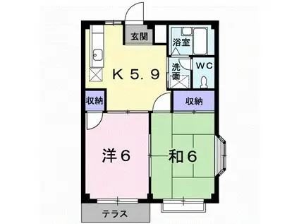 ミューズ松本I(2K/1階)の間取り写真