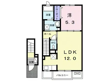 ミュリール(1LDK/2階)の間取り写真