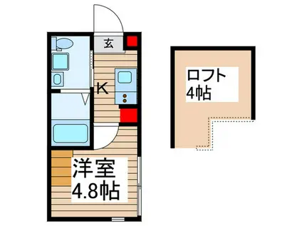 ハルティーニ(1K/2階)の間取り写真