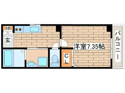 リーフビル割塚(1K/7階)の間取り写真