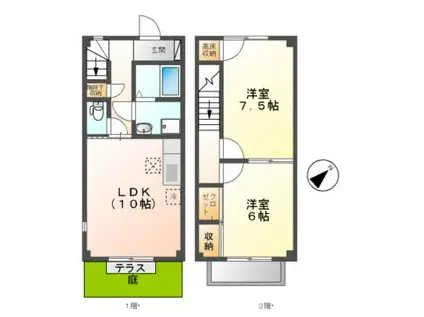 TERRACE PADDYII(2LDK/2階)の間取り写真