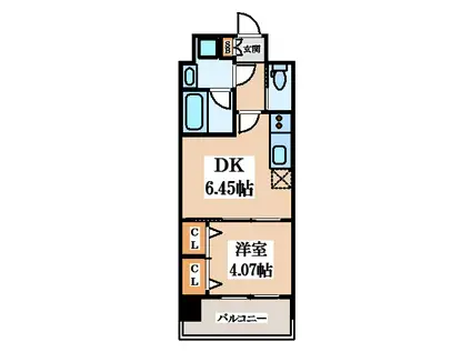 プレジオ布施EURO(1DK/8階)の間取り写真