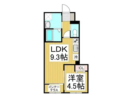 グランデージ松ヶ丘(1LDK/1階)の間取り写真