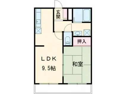 パナハイツ深津C(1LDK/2階)の間取り写真