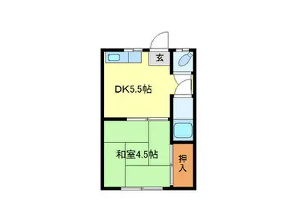 寿荘(1DK/2階)の間取り写真