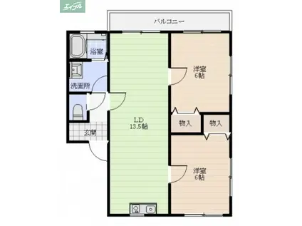 サザンクロス II(2LDK/1階)の間取り写真