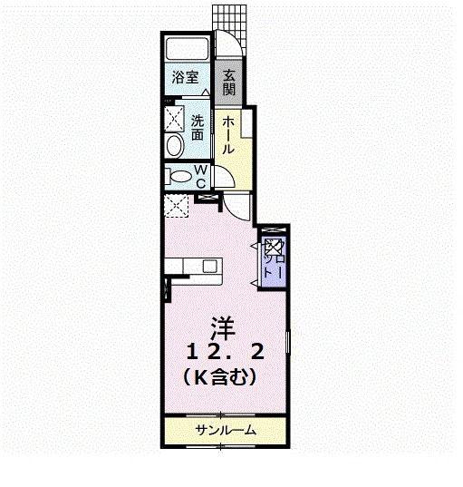 グランティス(ワンルーム/1階)の間取り写真
