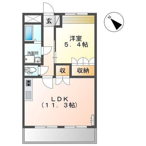 アンソレイユ(1LDK/2階)の間取り写真
