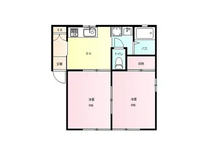 フローラB(2DK/2階)の間取り写真