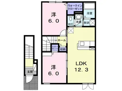ザウバー・K3(2LDK/2階)の間取り写真