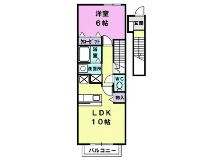 ピュア・トーン(1LDK/2階)の間取り写真