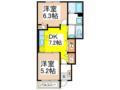 ミナミIII(2DK/1階)の間取り写真