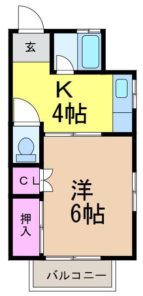 カーサ樹(1K/2階)の間取り写真